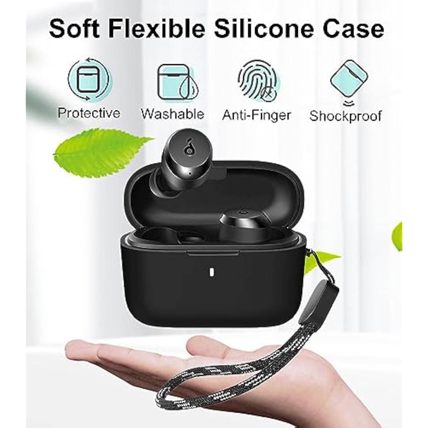Compatible With Anker Soundcore A20I Case Ear Tips Kit, Silicone Shockproof Skin With Keychain And 3 Pairs Double Flange Eartips Set Comopatible With Soundcore A20I Black