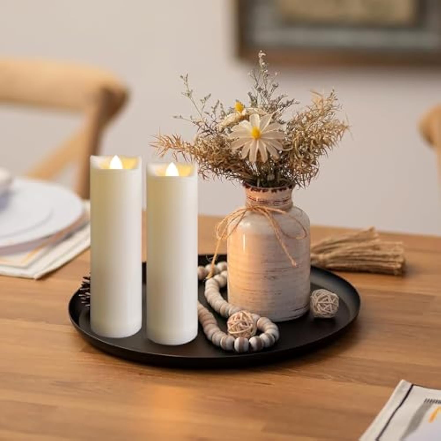 2"X7" Outdoor Led Battery Operated Candles With Timer/Remote Plastic Flickering Waterproof Flameless Candles Wedding Party Halloween Christmas Birthday Decoration Realistic Slim Tall Pillar Candles