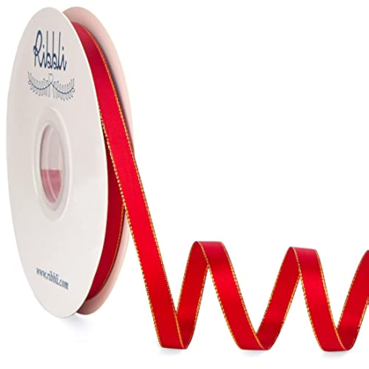 Red Satin Ribbon With Gold Edge,Double Faced Satin 3/8 Inch X Continuo