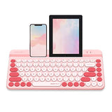 Fbk30 Multi-Device Quietkey Wireless Keyboard, 2.4G And Bluetooth Dual Mode, Up To 4 Devices, Portable With Integrated Stand For Mac Ios Windows Android (Raspberry)