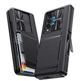 For Samsung Galaxy Z Fold 3 Case With Card Holder & Hinge Protection & Kickstand & Slide Camera Cover & Built-In Screen Protector, Rugged Phone Case For Galaxy Z Fold 3 (Black)