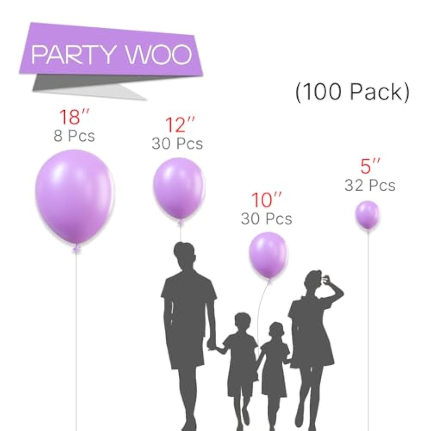 100 Pcs Pastel Purple Balloons: 18, 12, 10, 5 Inch Arch Kit for Baby Shower