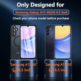 Galaxy A15 5G Phone Case,Magnetic Samsung Galaxy A15 5G Case For Magsafe With Tempered Glass Screen Protector,[Shockproof Military] Translucent Back Slim Bumper Cover Samsung A15 5G Case, Black