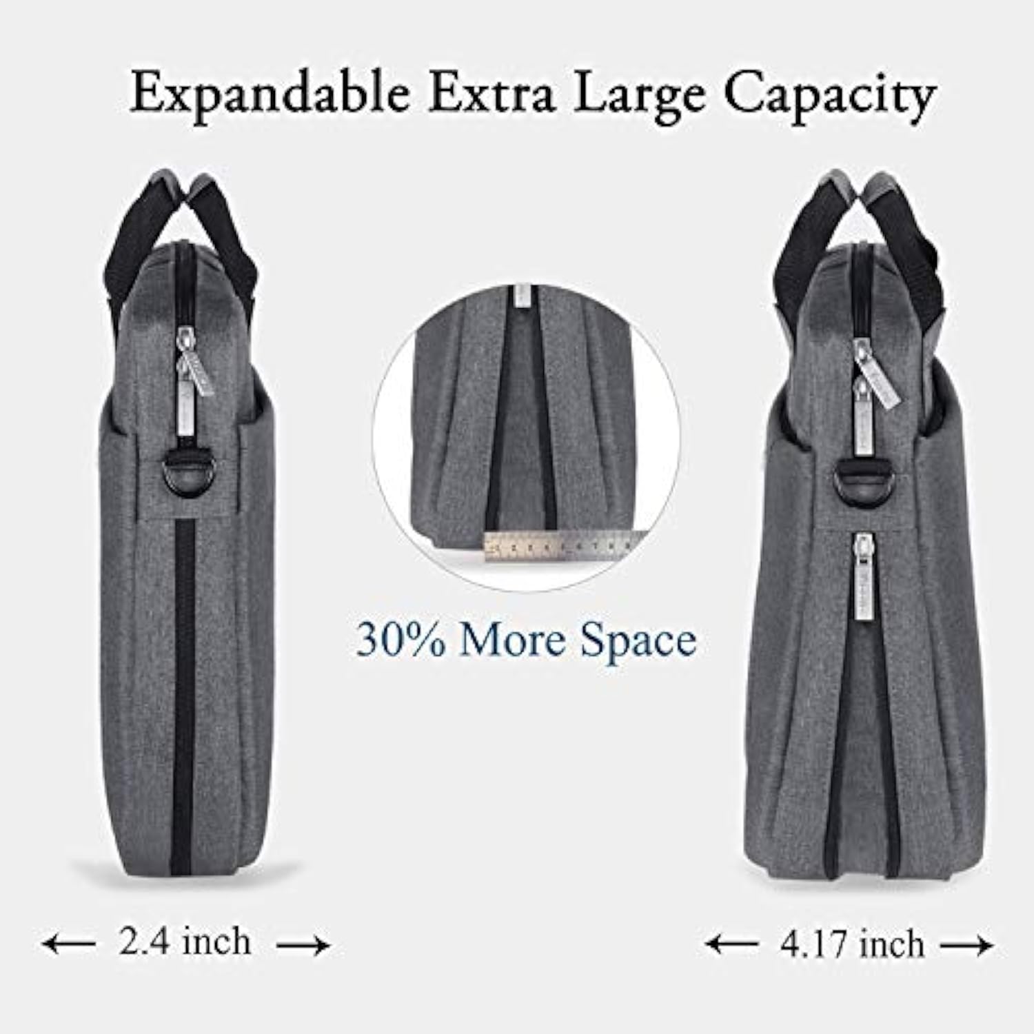 Voova Laptop Bag Case 17 17.3 Inch Computer Sleeve Messenger Bag with Shoulder Strap Expandable Waterproof Large Capacity Business Briefcase for Work Travel Fit 17-18” Laptop, Men Women, Gray