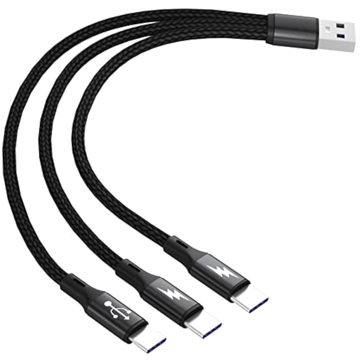 Usb C Splitter Cable,Usb A Male To 3 Type-C Male Charge Cable,3 In 1 Nylon Bra