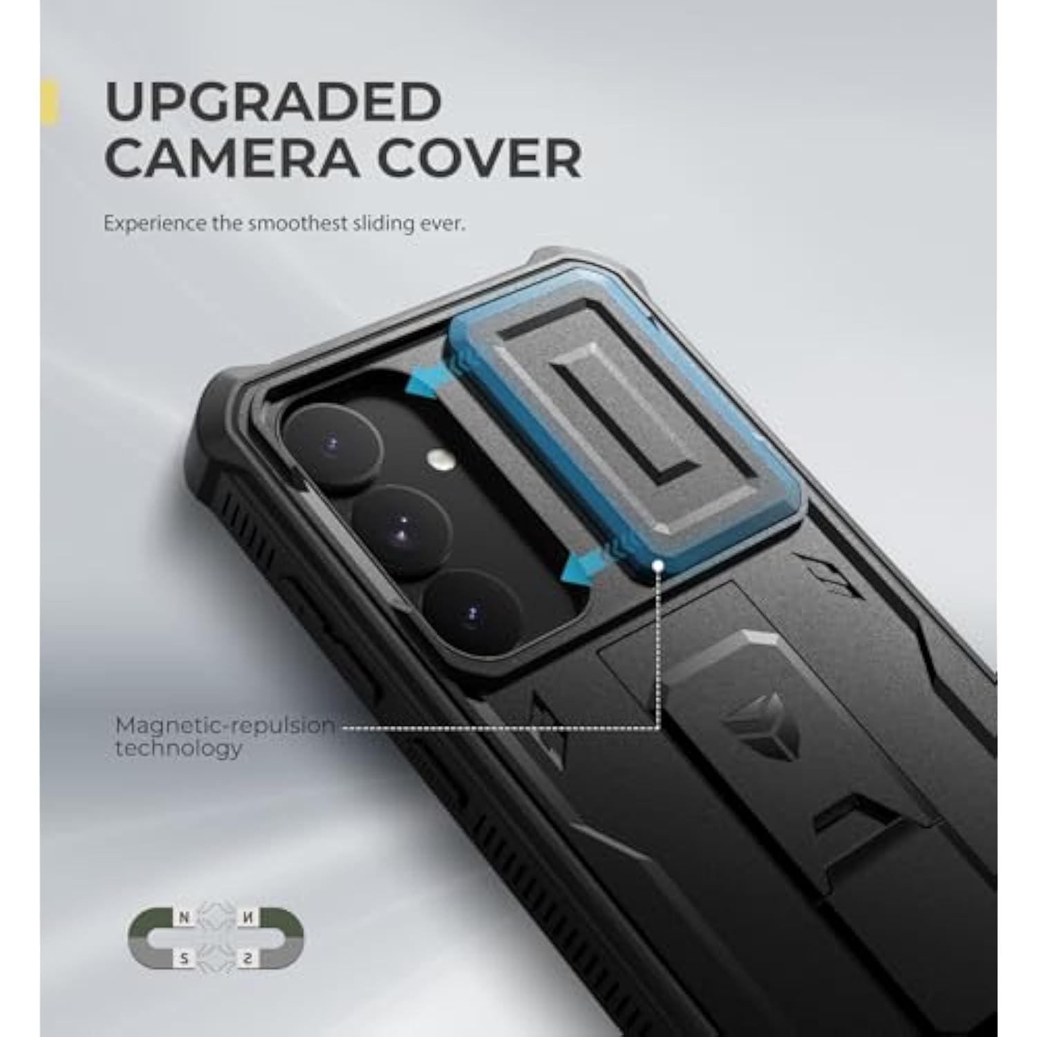 For Samsung Galaxy S25 Plus Case With Built-In Slide Camera Cover & Screen Protector & Kickstand,Heavy-Duty Shockproof Rugged Case Full-Body Bumper Cover For Galaxy S25 Plus(2025),Black
