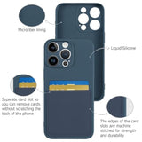 Designed For Iphone 15 Pro Case With Card Holder For Women Men Soft Liquid Silicone Cover [Microfiber Lining] Full Camera Protection Shockproof Slim For Iphone 15 Pro Case Wallet Blue