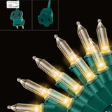 63.8Ft Green Wire Clear String Lights, 300 Count (150L*2Pcs) Incandescent Christmas Lights