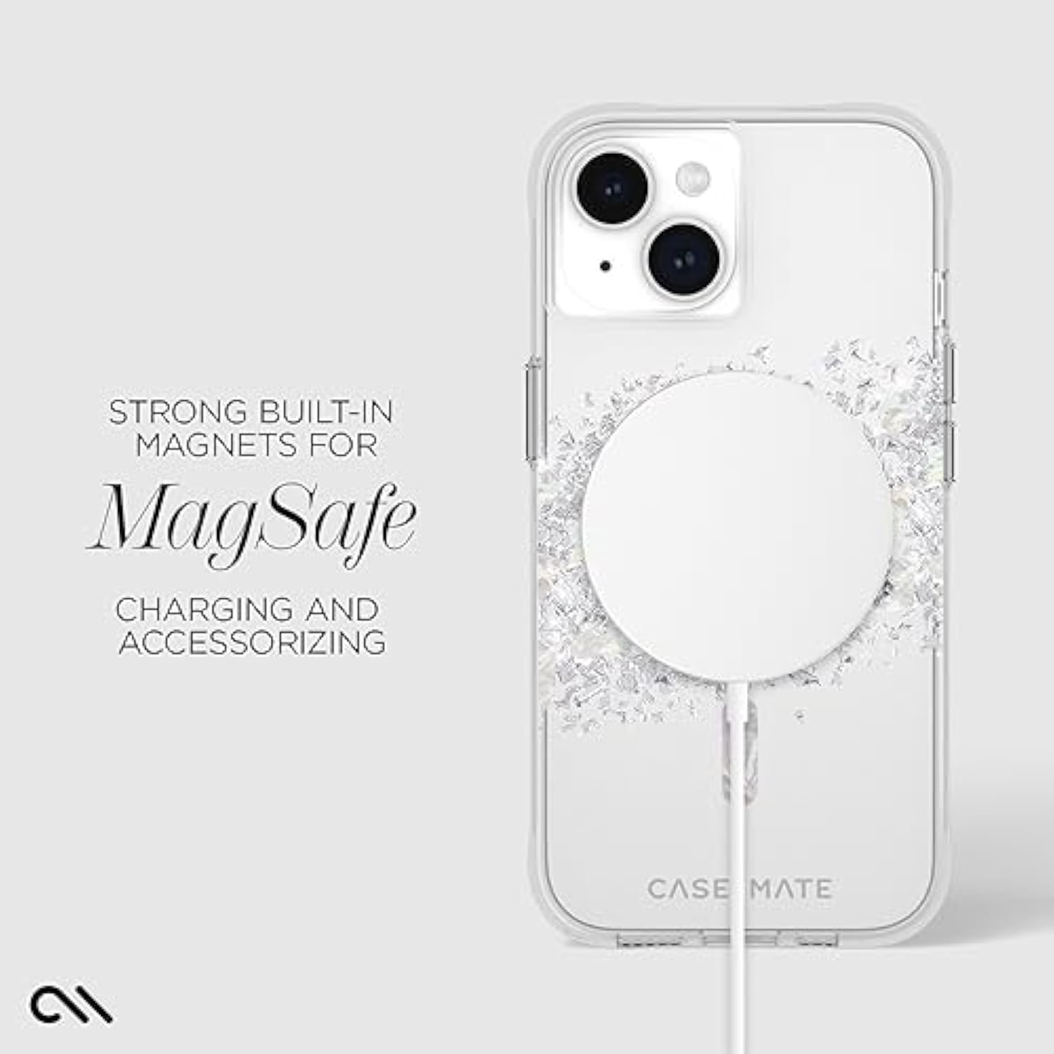 Case-Mate iPhone 15 Case - Touch of Pearl [12ft Drop Protection] [Compatible with MagSafe] Magnetic Cover with Cute Bling Sparkle for iPhone 15 6.1", Anti-Scratch, Shock Absorbent Material, Slim Fit
