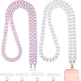2 Pcs Crossbody Phone Lanyard Chain Charm Cell Phone Straps Compatible With Universal Cases 59 Inch(Clear, Purple)