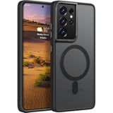 For Samsung Galaxy S21 Ultra Case Magnetic, [Compatible With Magsafe] Protective Slim Fit Skin Feel Phone Cover For S21 Ultra 5G With Translucent Hard Back & Soft Edge, Matte Black