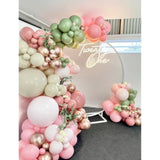 Baby In Bloom Balloon Arch Garland Kit - Pink And Green Balloon Arch Kit, Pink Sage Green Sand White Balloons With Bobo Balloons For Birthday Baby Shower Boho Wedding Party Decorations, 142Pcs