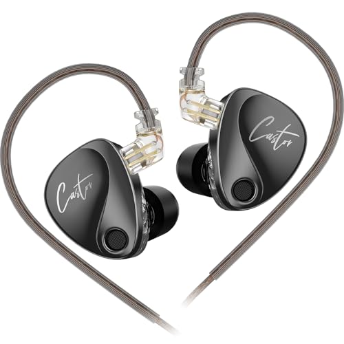 KZ Castor HiFi Earbuds Headphones,KZ Stereo Dual Dynamic Driver in-Ear Earphones 0.75mm Cable, Tunable in-Ear Monitor Headset (Black(bass), Without