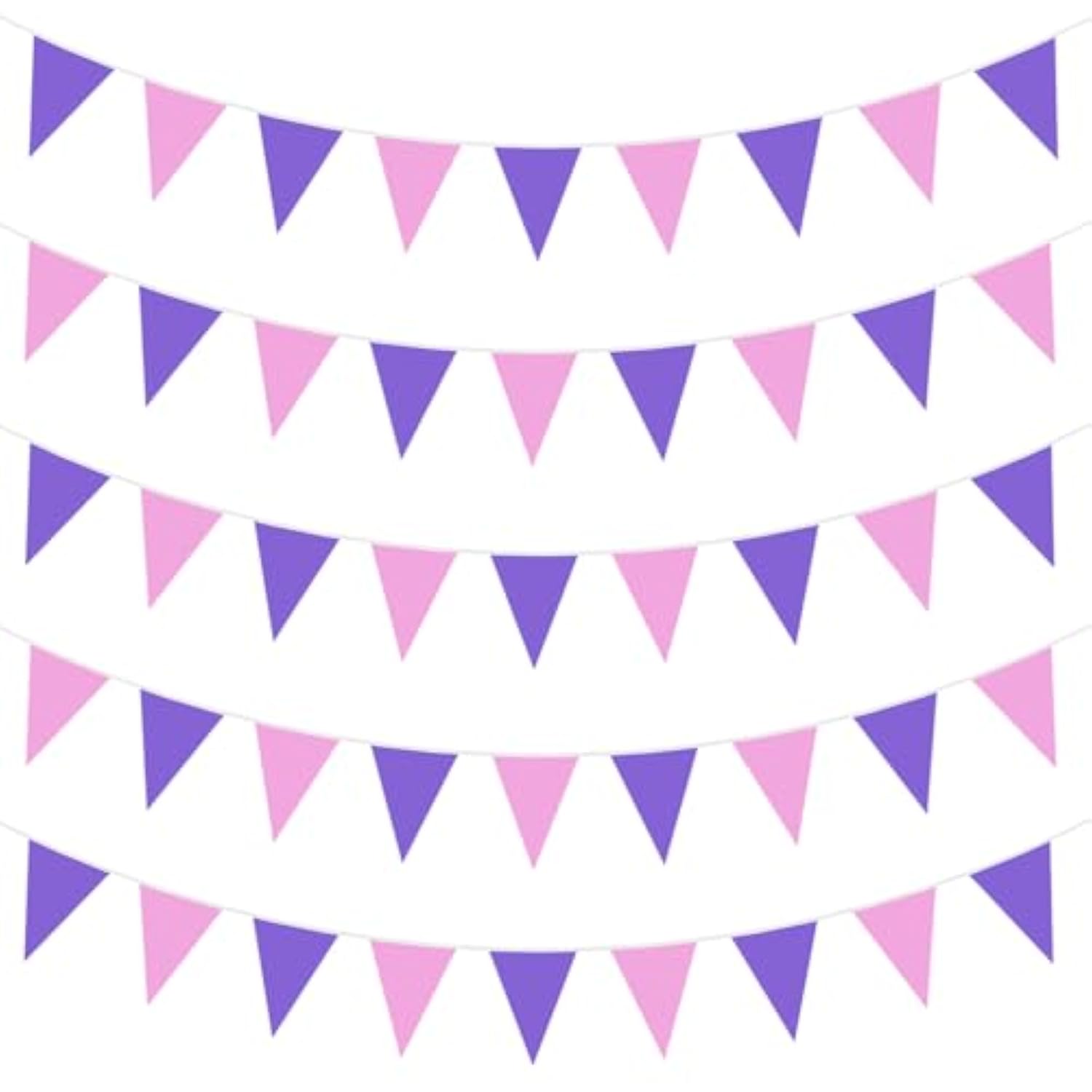 40Ft Purple Pink Fabric Bunting Banner Pennant Hanging Party Decorations Cotton Triangle Flag Garland For Girls Women Mother'S Day Princess Birthday Wedding Baby Shower Butterfly Tea Party Decor