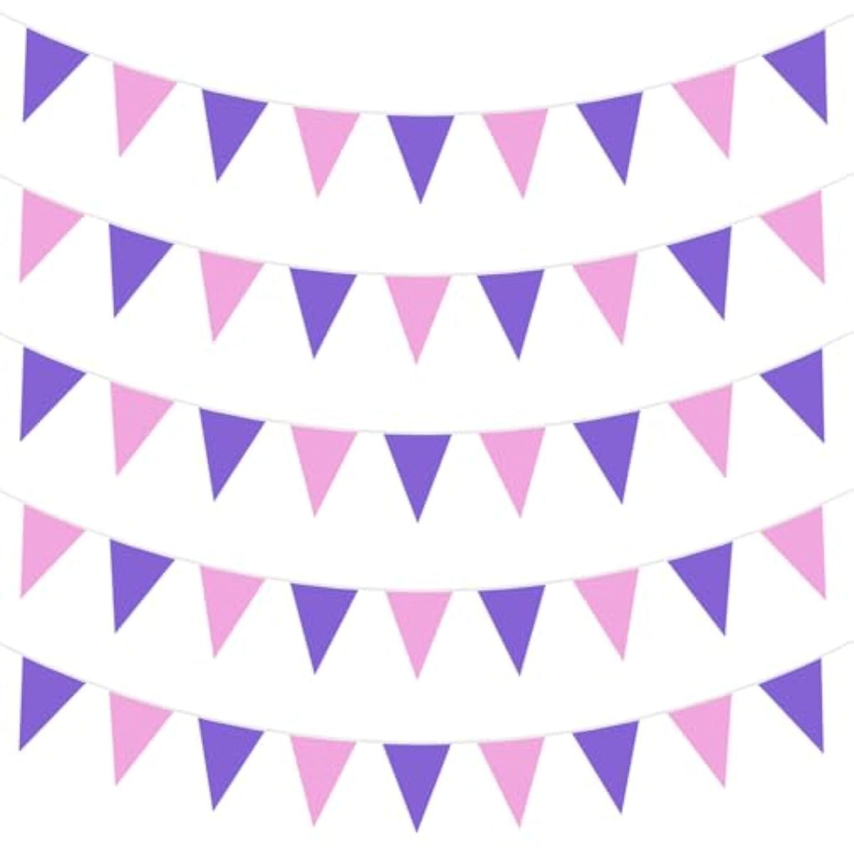 40Ft Purple Pink Fabric Bunting Banner Pennant Hanging Party Decorations Cotton Triangle Flag Garland For Girls Women Mother'S Day Princess Birthday Wedding Baby Shower Butterfly Tea Party Decor