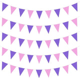 40Ft Purple Pink Fabric Bunting Banner Pennant Hanging Party Decorations Cotton Triangle Flag Garland For Girls Women Mother'S Day Princess Birthday Wedding Baby Shower Butterfly Tea Party Decor