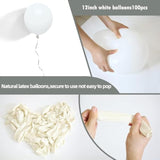 12 Inch White Balloons, 100 Pack Latex Balloons Helium Quality For Birthday, Baby Shower, Wedding Party Decorations With White Ribbon