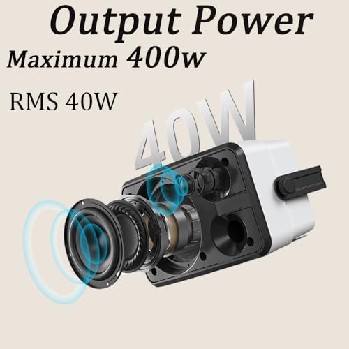 Outdoor Bluetooth Speakers 400w for Garage, Patio, Porch, Gazebo, Soffit, Entertainment Room. Wall Mount Speaker, Wireless Sync Up to 100 Speakers,