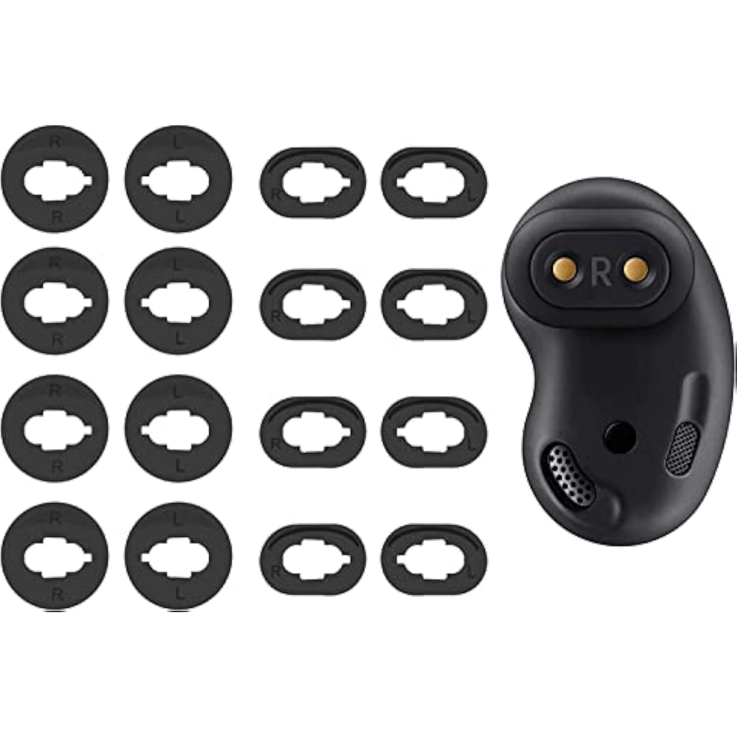 16 Pcs Silicone Ear Tips Compatible With Galaxy Buds Live, 2 Size 8 Pairs Ear Adapter Eartips Replacement For Samsung Galaxy Buds Live Accessories Rubber Earbuds Tips, Black