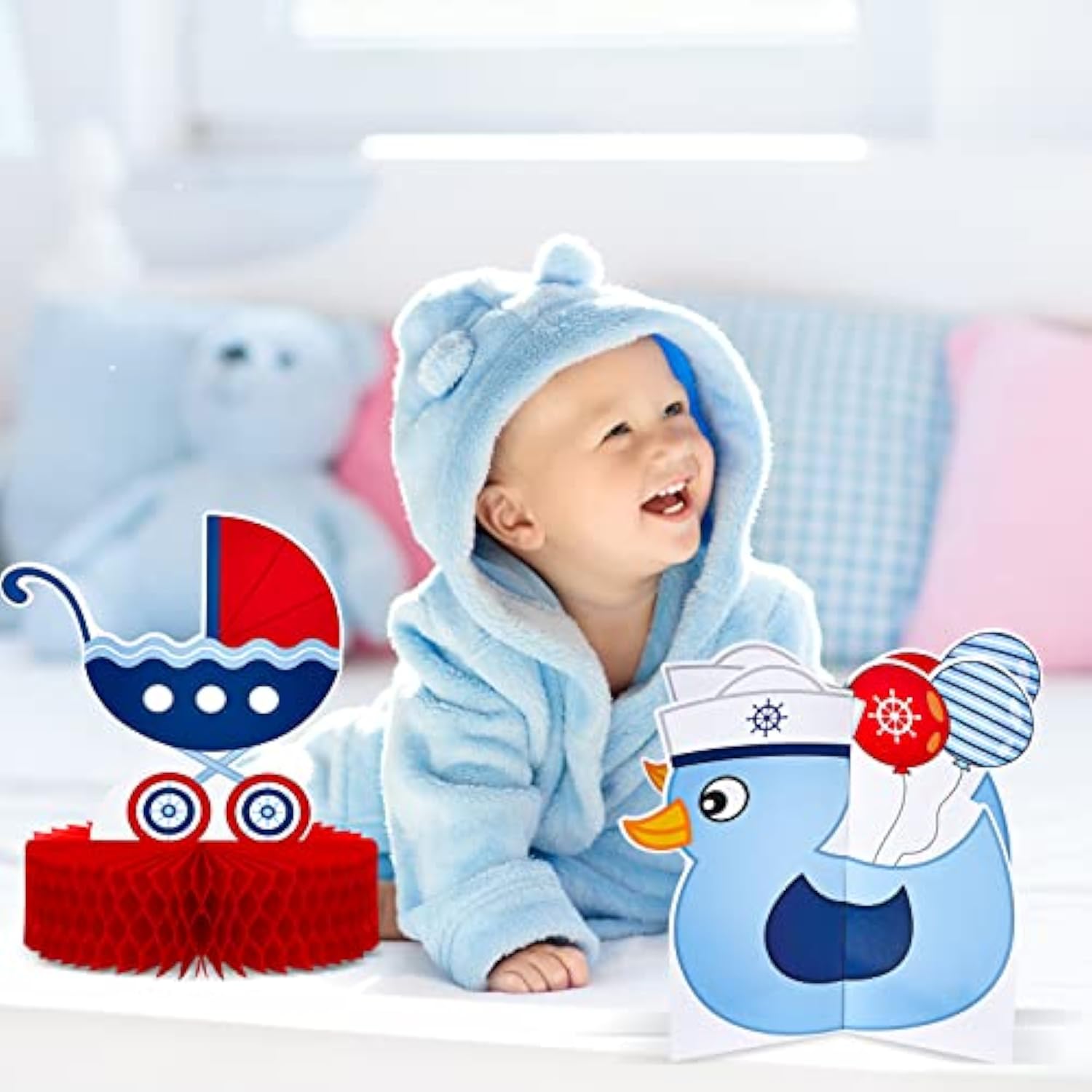 9 Pcs Nautical Baby Shower Decorations Nautical Baby Boy Honeycomb Cen