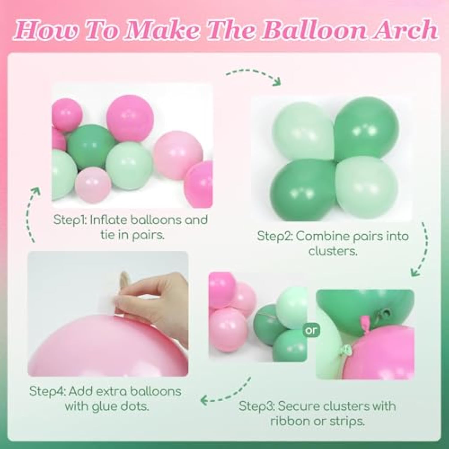 Pink And Green Balloon Arch Kit With Light Pink And Green Balloons For Spring Summer Hawaiian Baby Shower Birthday Party Decorations