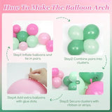 Pink And Green Balloon Arch Kit With Light Pink And Green Balloons For Spring Summer Hawaiian Baby Shower Birthday Party Decorations
