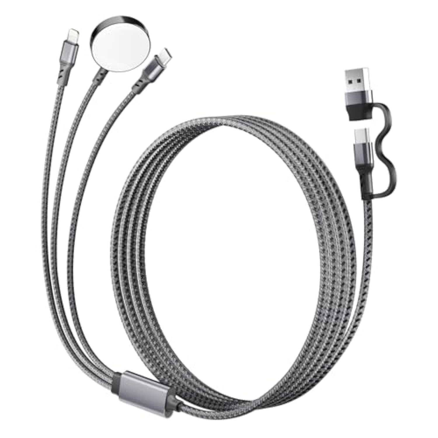 3-In-1 Usb C Travel Charging Cable For Apple Watch, Iphone, Lightning Devices, Multi Device Charger Cord For Office, Camping