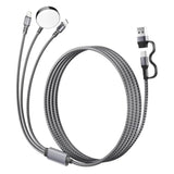 3-In-1 Usb C Travel Charging Cable For Apple Watch, Iphone, Lightning Devices, Multi Device Charger Cord For Office, Camping