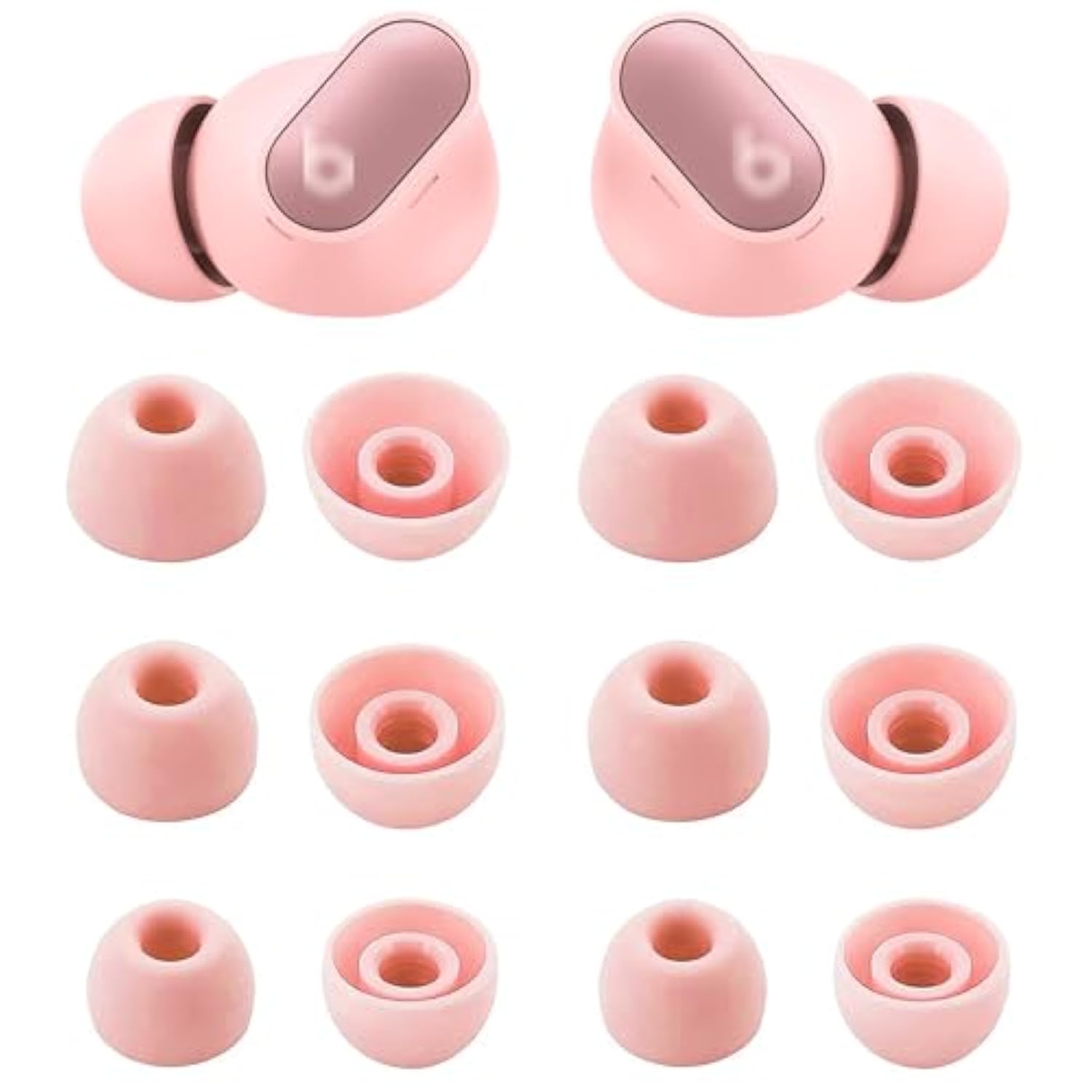 Eartips Compatible With Beats Studio Buds +, Studio Buds, Fit Pro Earbuds; 6 Pairs Cosmic Pink Soft Silicone Earbud Tips