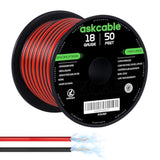 18 Gauge Wire, 18 Awg Electrical Wire Cable, 2 Conductors Red Black Wire, Copper Clad Aluminum(Cca) Flexible Pvc Extension Cord For Speaker, Hookup Led Strips, Automotive 12V/24V Dc (50Ft)