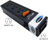 3 Outlet Power Strip 2FT Cord Flat Plug 15A 1875W Wall Mount White