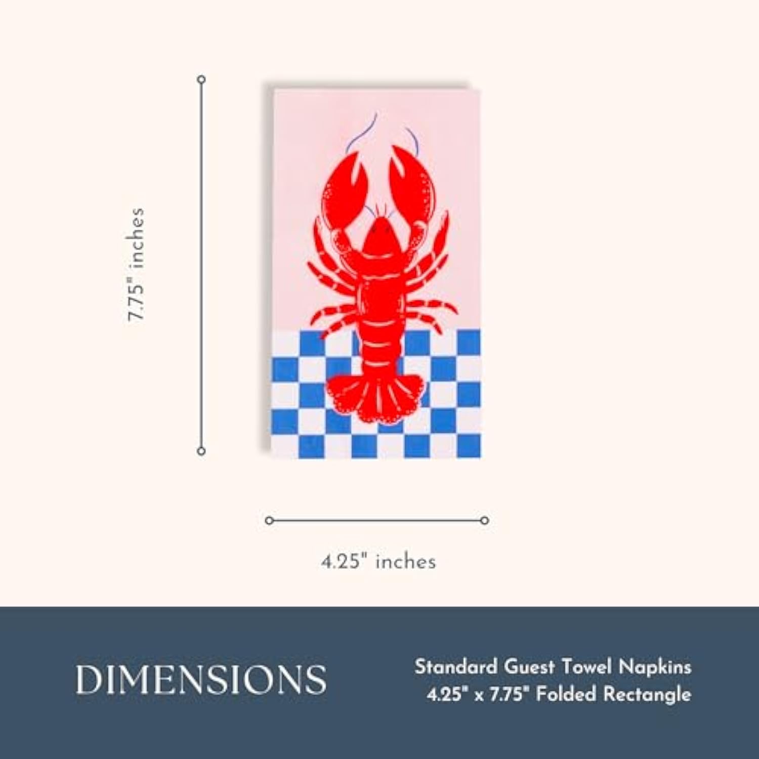 Decorative Lobster Paper Guest Towels, Red And Blue Checkered