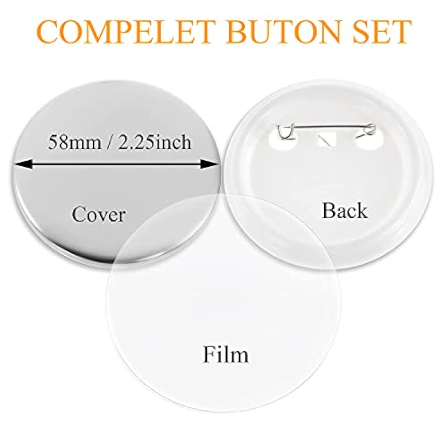 2.25 Inch Blank Button Badge Maker Pin Parts Metal Large Shells Plasti