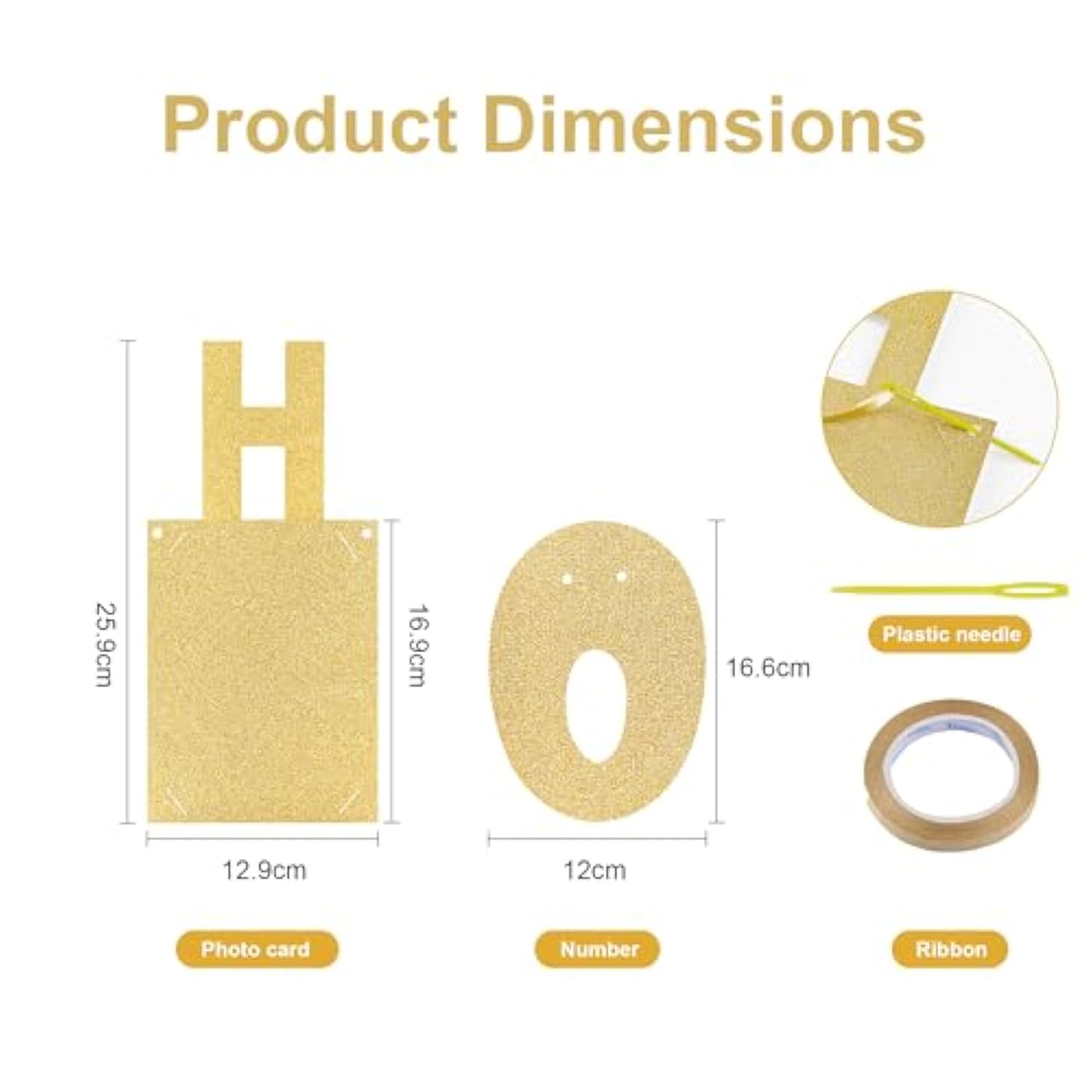 Custom Gold Glitter Happy Birthday Banner Party Decorations Kit Any Age