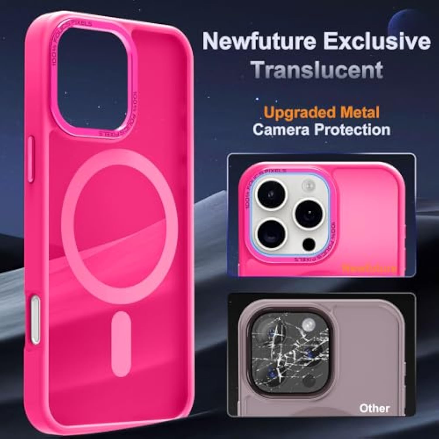 Designed For Iphone 16 Pro Max Case With Magnetic [13 Ft Drop Protection] [Compatible With Magsafe] Slim Translucent Matte Shockproof With Anti-Fingerprint Phone Case, Hot Pink