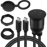 Dual Usb C Threaded Flush Mount Waterproof Cable 10Gbps 2 Usb C 3.1 Male To Fe