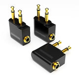 Airplane Headphone Adapter, Gold Plated Dual 3.5Mm Male To 3.5Mm Female Airplane Headphone Adapter For Audio Jack To Plug Air Plane Flight Connector Dual Socket Earphone - 3Pack