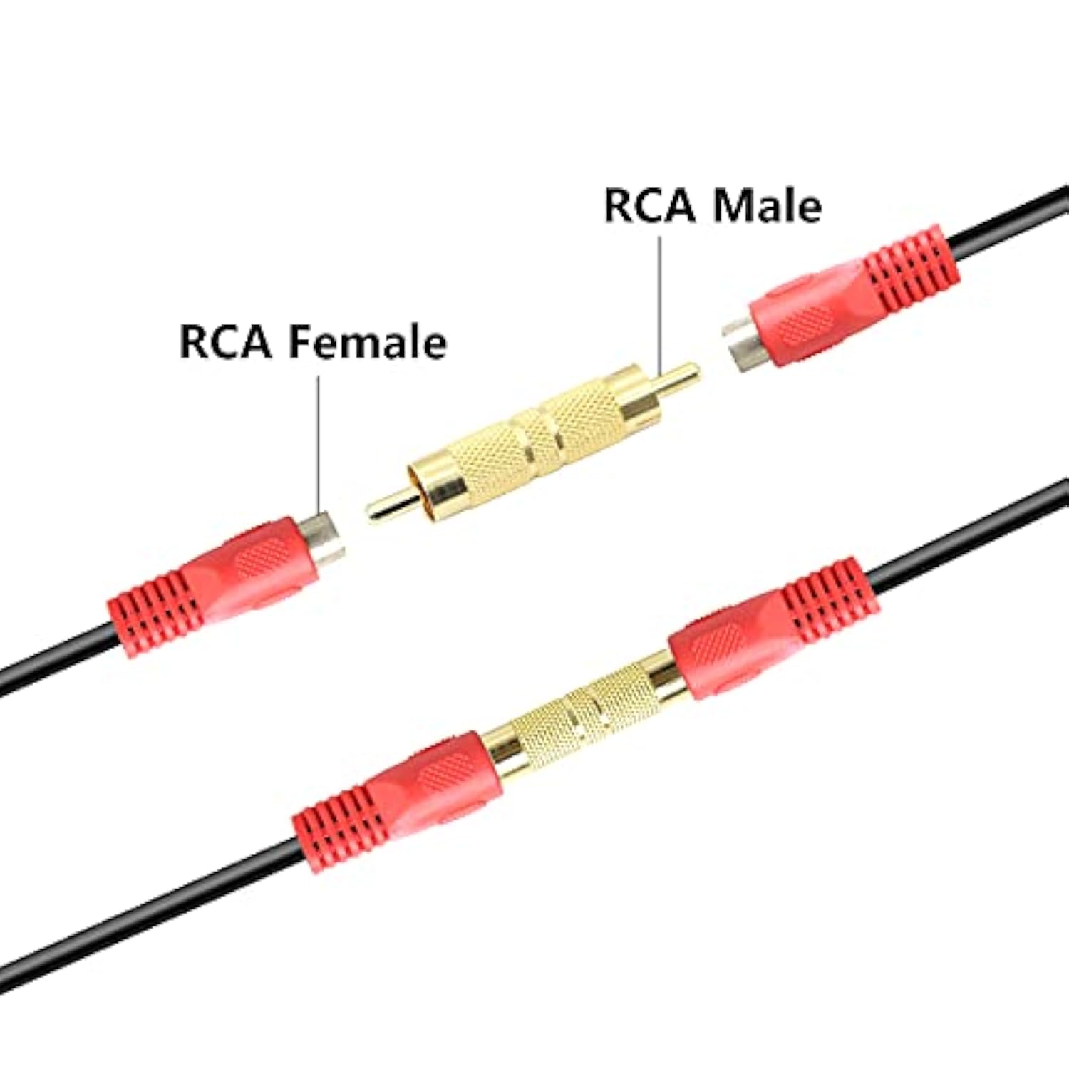 Rca Coupler Adapter,Gold Plated Rca Male To Male Av Audio Video Connecto,For A