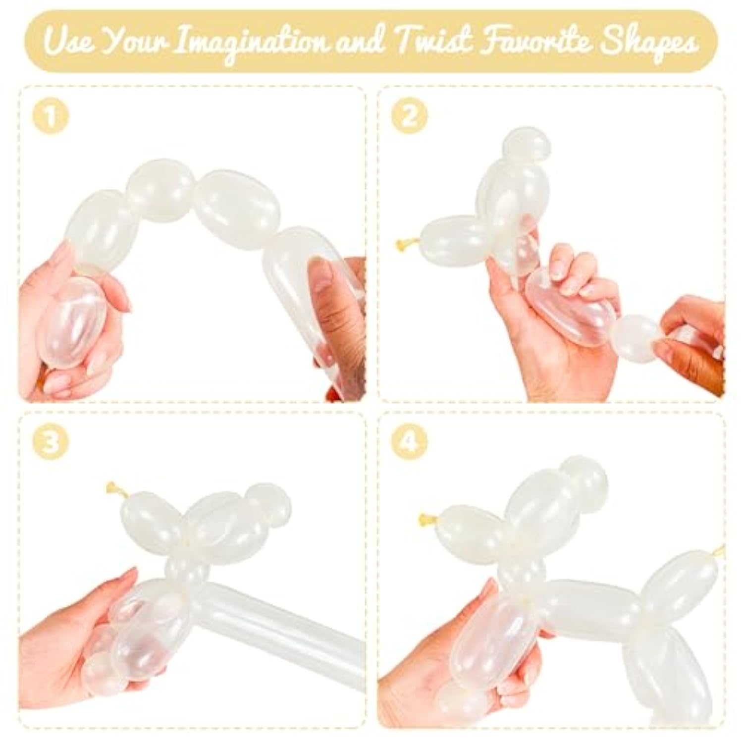 100 Pcs Clear 260 Balloons – Long Skinny Twisting Balloons for Party & Decorations