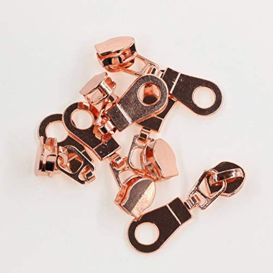 50Pcs #5 Rose Gold Pulls For Nylon Coil Zippers Metal Zipper Sliders F