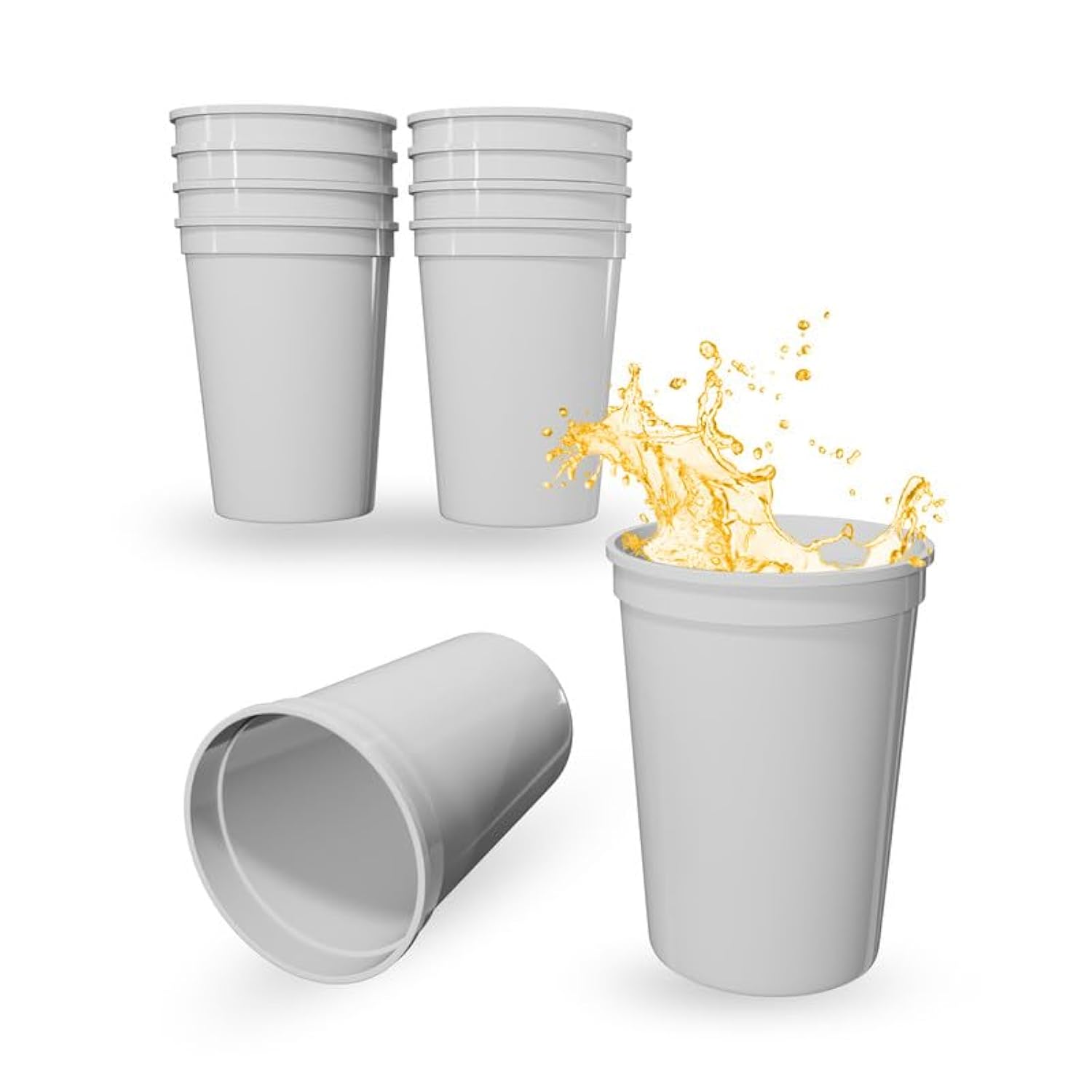 10 Pack 10 To 12 Oz White Reusable Blank Plastic Cups, Stadium Cups Bulk – Bpa Free Dishwasher Safe Party Cups, Colored Cups Perfect For Party, Wedding, Birthday Graduation, Clubs