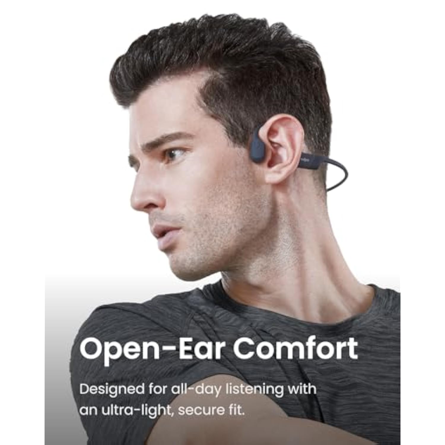 Openrun - Open-Ear Bluetooth Bone Conduction Sport Headphones, Sweat Resistant Wireless Earphones For Workouts And Running, Built-In Mic, With Hair Band, Black