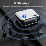 Native 1080P Bluetooth Projector, Full Hd Portable Outdoor Movie Projector With Builtin Speaker, Compatible With Smartphone, Hdmi, Usb, Av, Fire Stick, Ps5 For Home, Bedroom, Outdoor Use