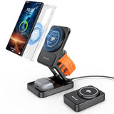 Magnetic Wireless Charger For Samsung, Aluminum Alloy 3 In 1 Magsafe Charging Station For Samsung Galaxy S25 Ultra/Z Fold7/Flip7/Buds, Qi2 Foldable Travel Watch Charger For Galaxy Watch 8/Ultra/7