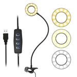 Vgc-1 Flexible Selfie Ring Light, 3 Lighting Modes, 10 Brightness Settings, Adjustable Neck, Usb Connection - Perfect For Live-Streaming, Makeup Tutorials, Vlogging, Tiktok Filming And More