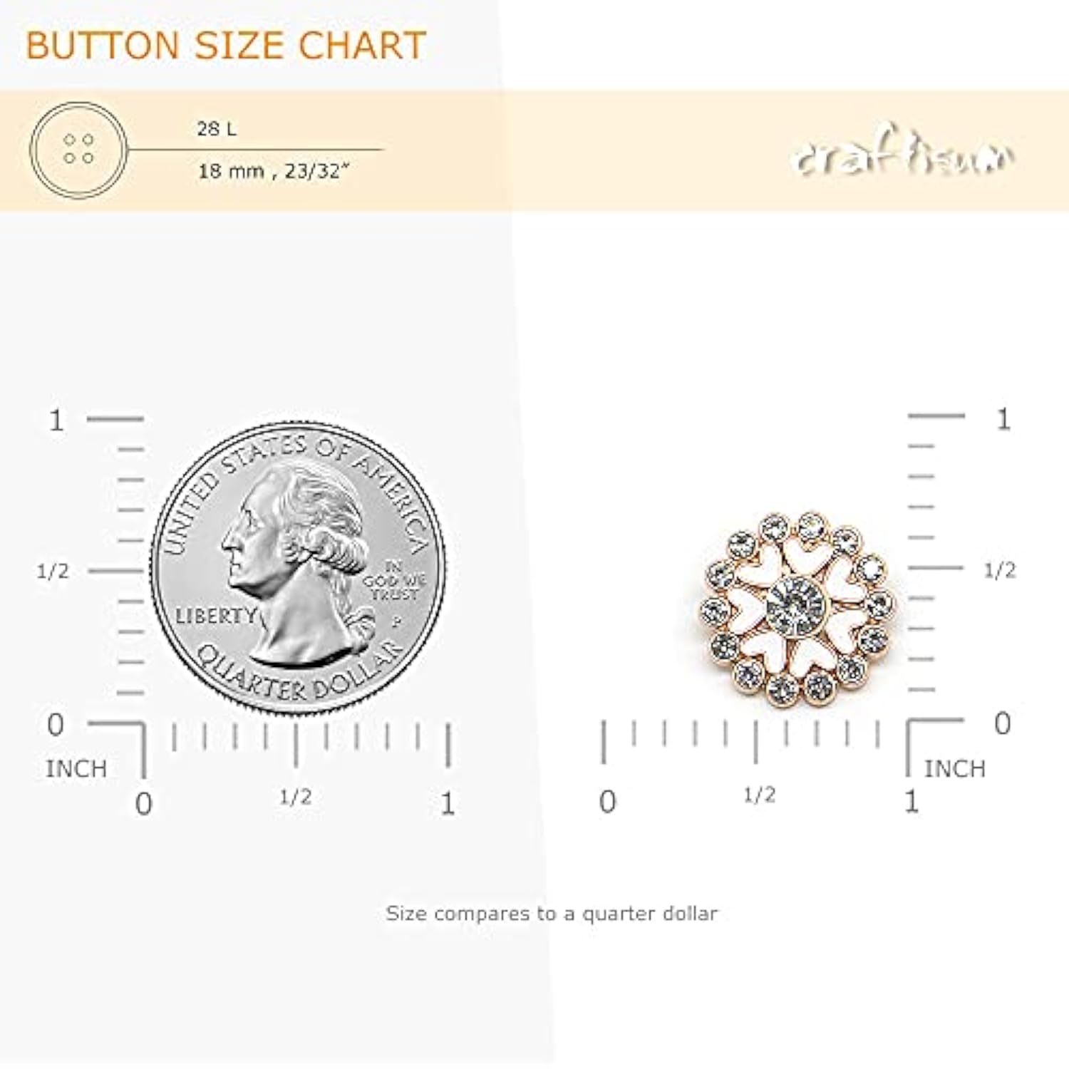 White Enamel Hearts Circle Sewing Shank Buttons 20 Pcs - 18Mm, 23/32"
