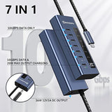 Powered Usb C Hub, 10Gbps Usb-C Hub 4 Ports Support Data & Smart Charging(Not