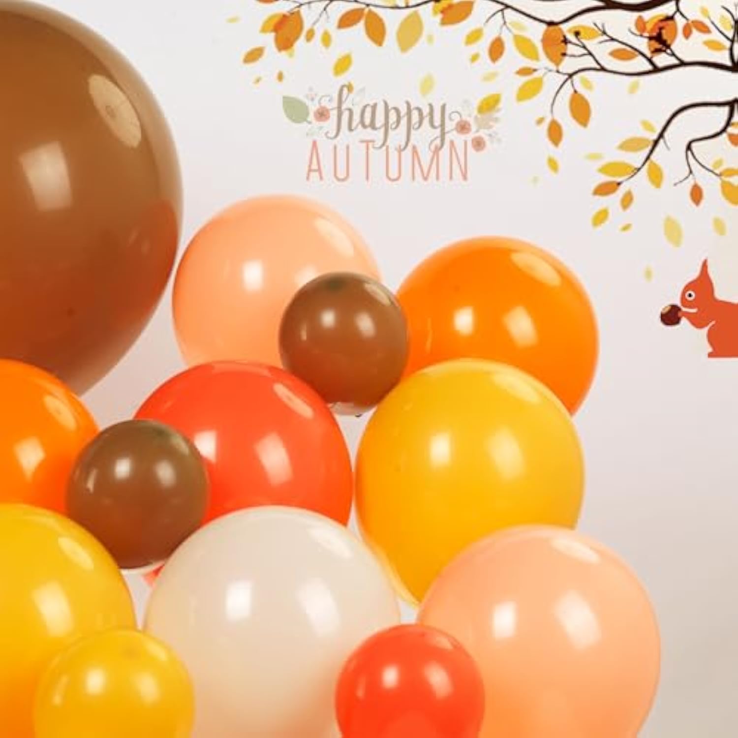 Fall Colors Balloon Garland Kit Brown Orange Yellow White Balloons for Autumn Party Decor