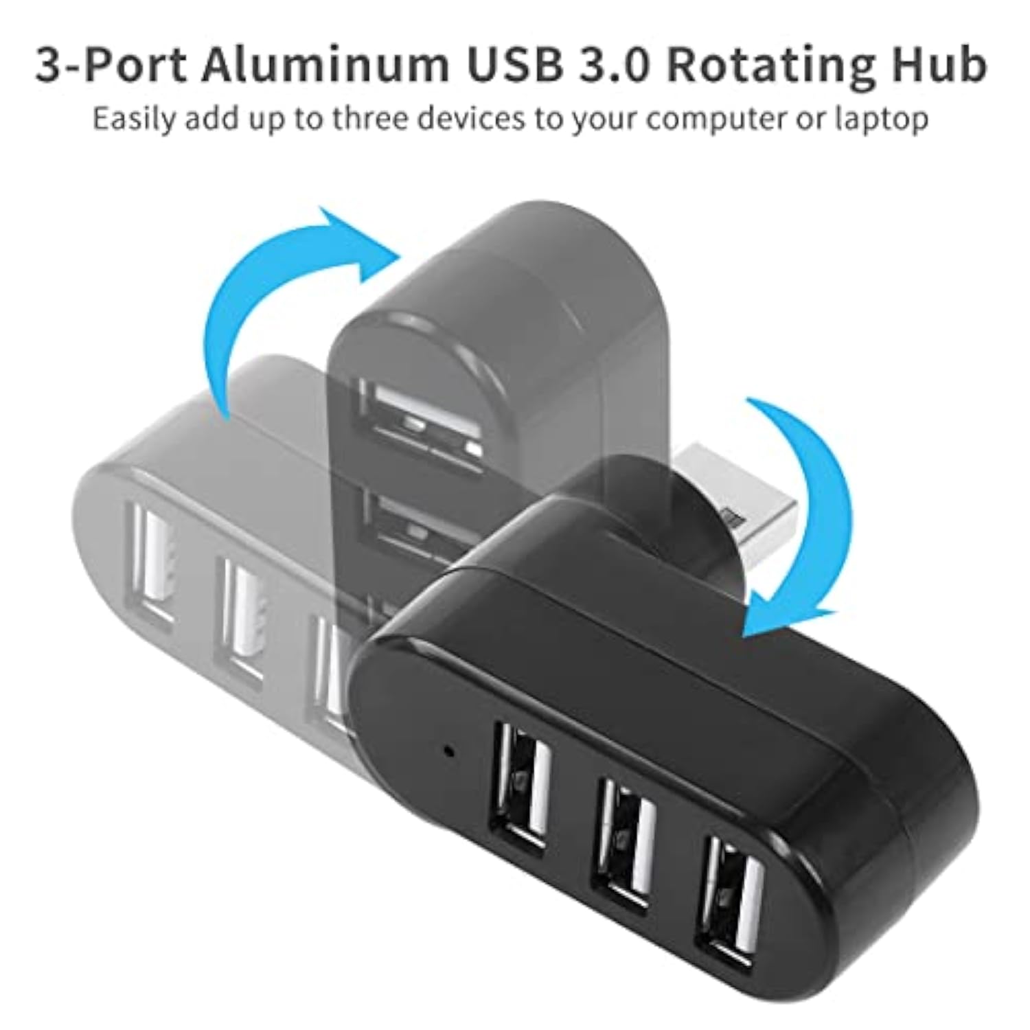 Usb 3 Port Expander Splitter 2Pcs 180° Degree Rotatable Usb 2.0 1 To 3 Hub For