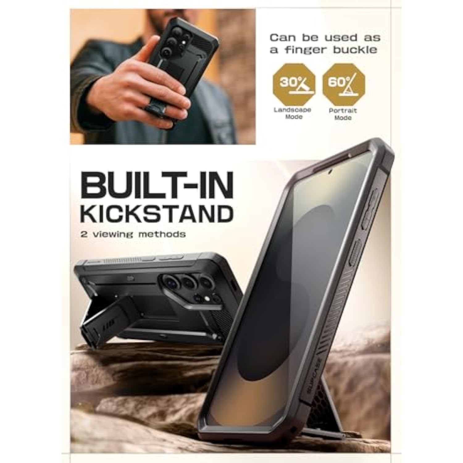 Samsung Galaxy S25 Ultra SUPCASE Case with Screen Protector, Black